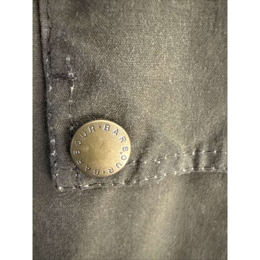 Barbour Thornproof Waxed Cotton Toggle Jacket Olive Green Hooded Mens Large - Picture 15 of 16